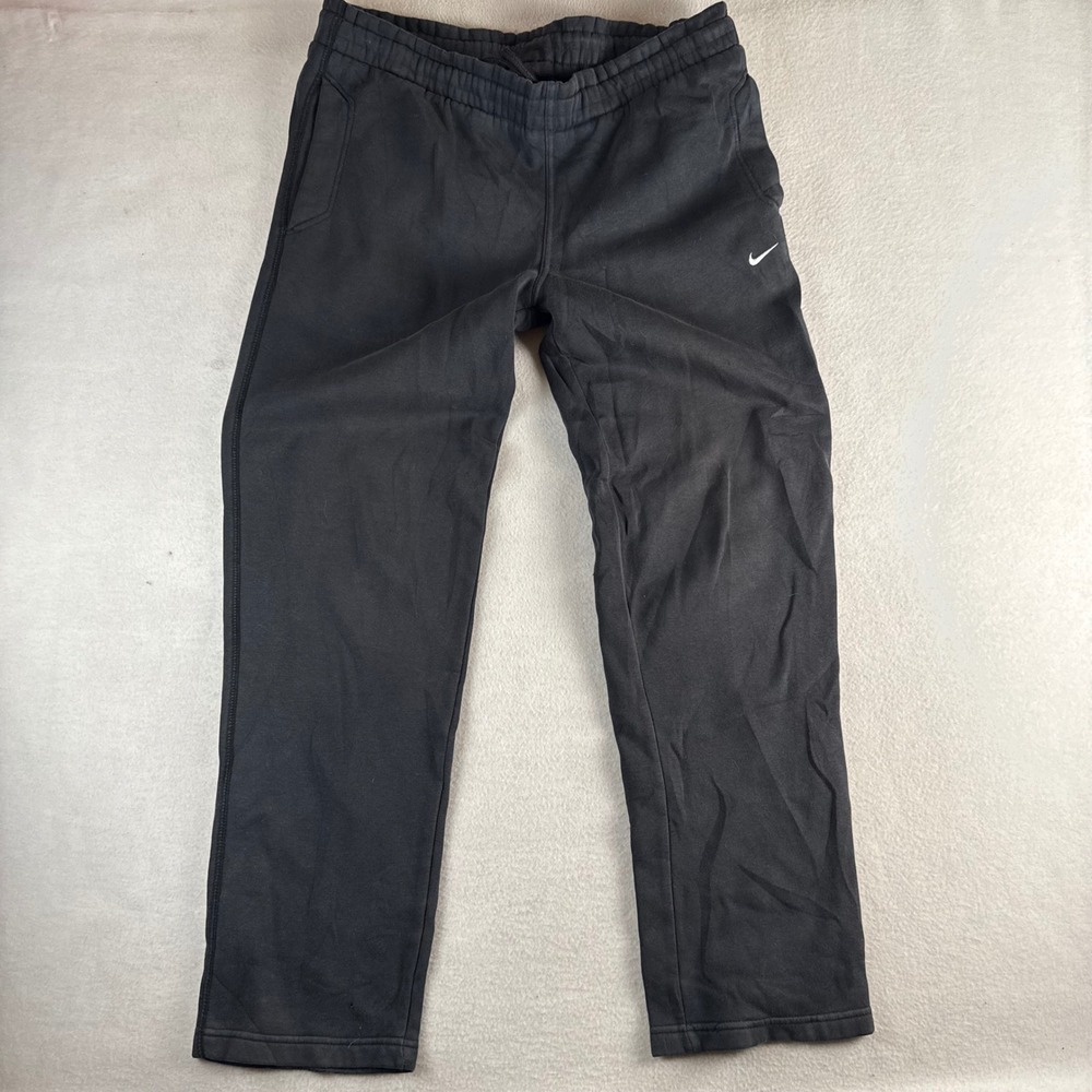 Nike Mens Fleece Straight Leg Sweatpants Black Drawstring Size Medium